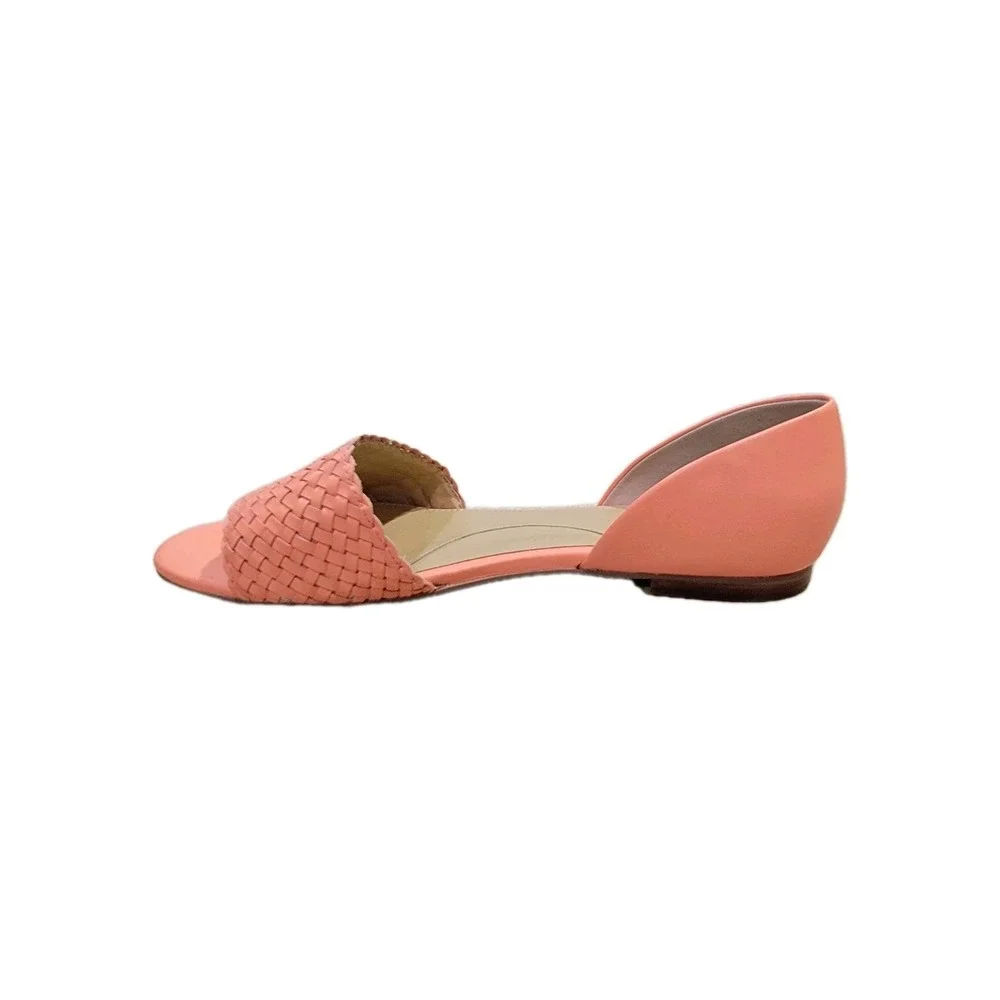 Talbots Leona Woven Leather Flats Sandals Salmon Pink Coral Size 8 M Slip On - Picture 5 of 13